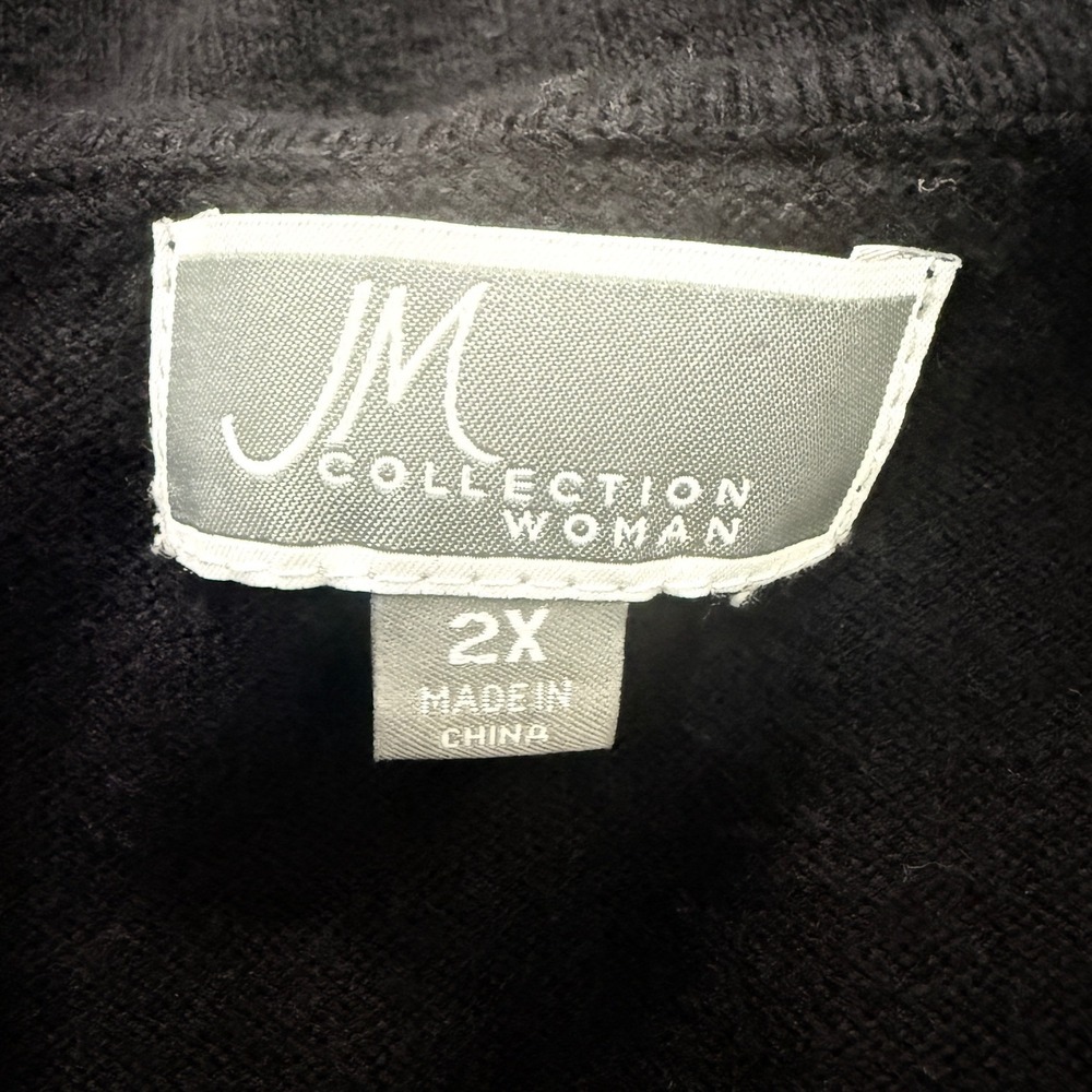 JM Collection Woman Black Rhinestone Embellished Long Sleeve Tunic Top Size 2X - Picture 6 of 9